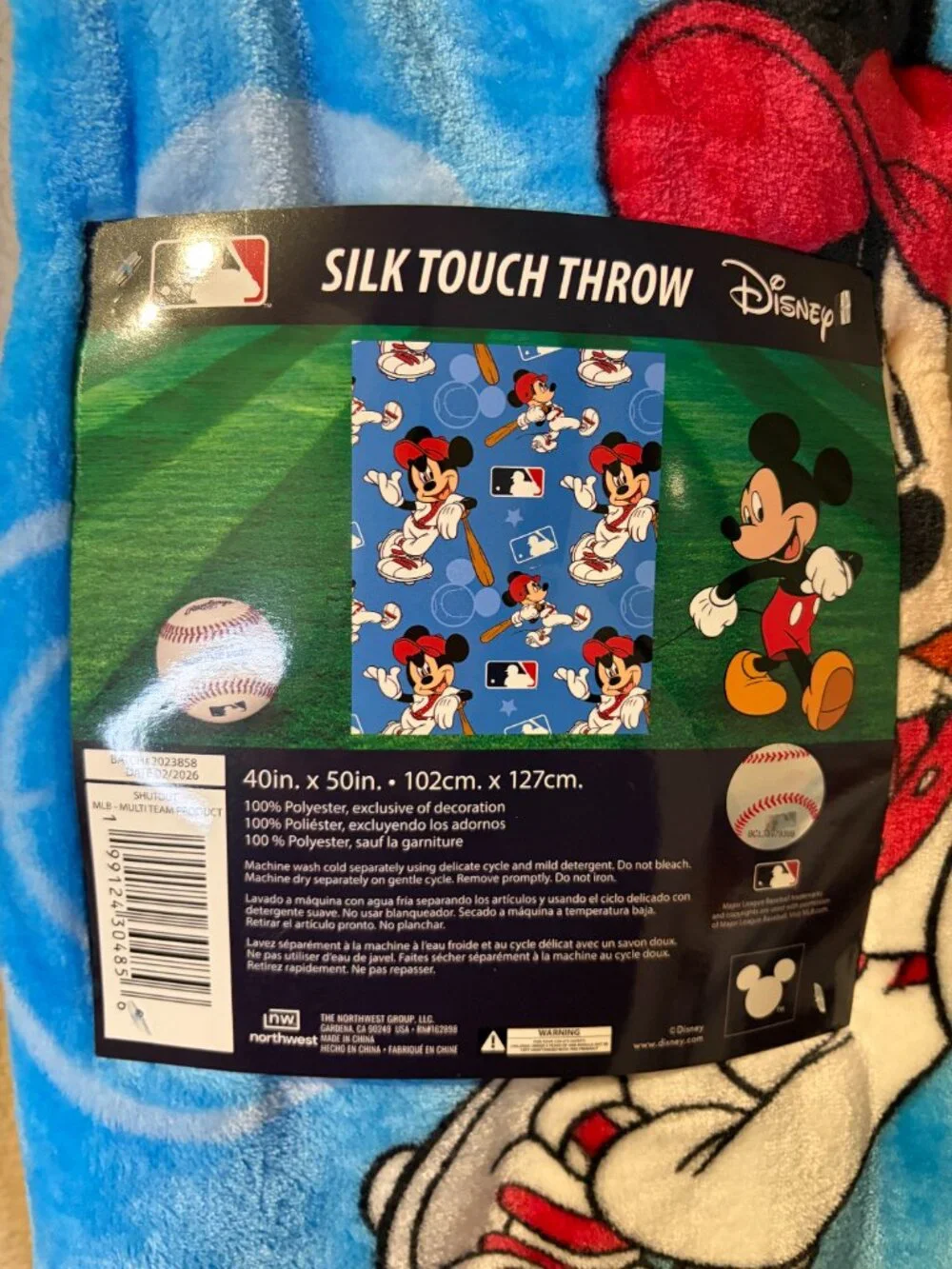 Disney Mickey Mouse MLB Baseball Silk Touch Throw Blanket 40x50 NWT